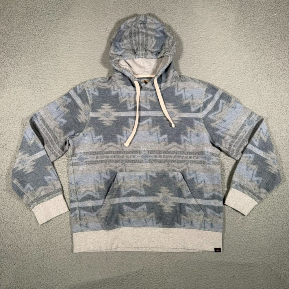 Faherty Hoodie Womens Large Blue Pullover Southwestern Print 100% Cotton Pockets